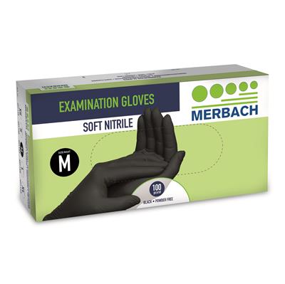 Merbach handschoenen zwart, 100 stuks - Nagelbenodigdheden.nl